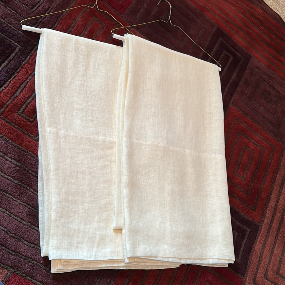 Pottery Barn sheer linen curtains 54W x 96L Ivory color- set of two panels